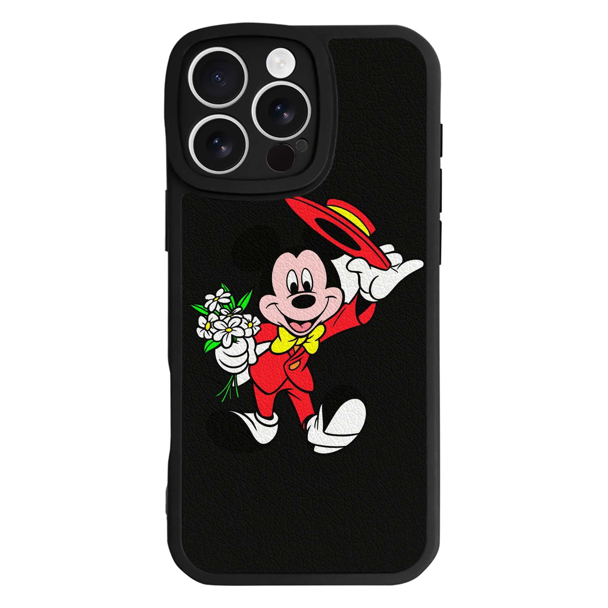 （画像用） ミッキーマウス Mickey Mouse 【iPhone 16シリーズ対応】シリコンスマホケース（レザー調） 材質：シリコン